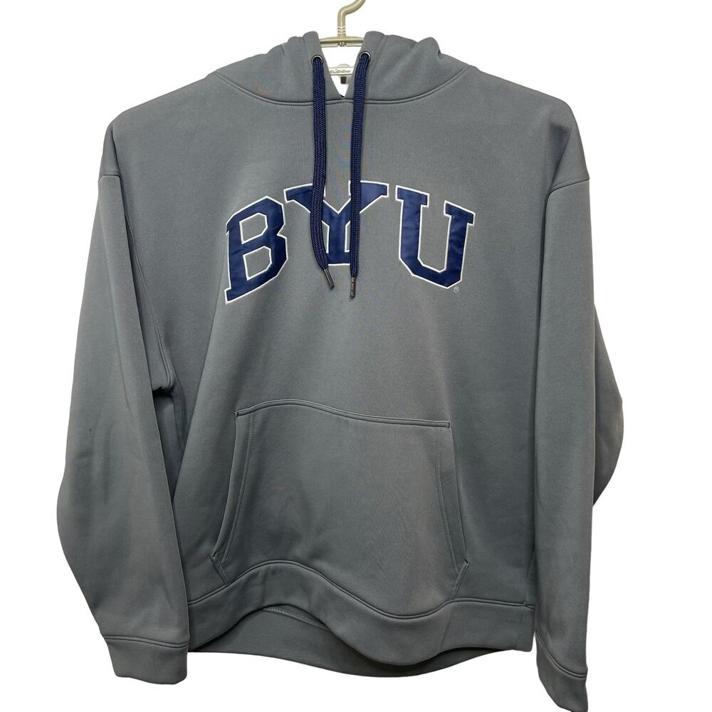 Campus Drive Men’s BYU Gray & Blue Hoodie Thick Pullover College Size Large